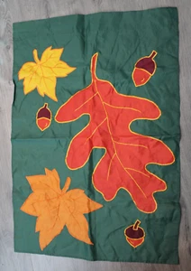 Outdoor Haus Flagge Banner Herbst Herbst Blätter Blatt Applikation Eicheln 27x40" Nylon - Bild 1 von 8
