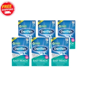 6-Pack DenTek Complete Clean Easy Reach Floss Picks Fluoride Coating 75ct - Picture 1 of 8