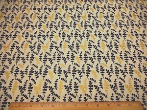 Floral Fabric By Yard SALE Black Metallic Gold Leaves Cream Premium Cotton #PC - Picture 1 of 2