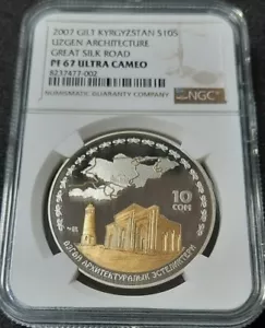 2007 Kyrgyzstan 10 som Uzgen Architectural Complex NGC PF67 - Picture 1 of 4
