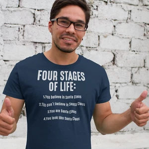 VIER LEBENSPHASEN: Lustiges T-Shirt erzählt mit Weihnachtsmann - Herren/Damen Größen - Bild 1 von 27