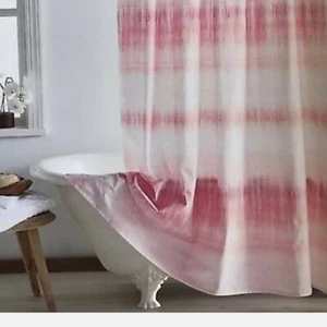 DKNY FREQUENCY Fabric Shower Curtain 72x72 Coral and White Stripe NWT - Picture 1 of 5