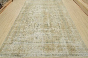 Vintage Anatolia 8’10” x 12’2” Beige Distressed Wool Hand-Knotted Oriental Rug - Picture 1 of 14