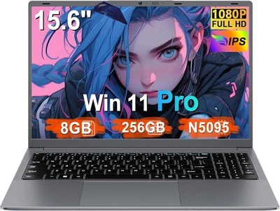 Pc Portatile 15.6 Pollici Celeron N5095 Upto 2,9 Ghz Win11 Pro Laptop 8GB RAM 25 - Immagine 1 di 4