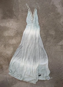 Aakaa Ombre Maxi Dress Large Anthropologie Vibe Green White Boho Rayon - Picture 1 of 10