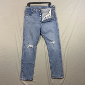 Levis 501 Jeans Womens 32x32 Blue Skinny Button Fly Medium Wash High Rise Denim - Picture 1 of 12