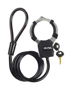 Master Lock 1x Master Lock Street Cuff + Cable Black 8mm x 1m Key - Picture 1 of 1