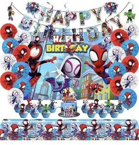 Spidey & Friends Geburtstag Party Konvolut 2 Sets Deko Luftballons Banner Torte - Bild 1 von 6
