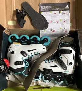 Rollerblade Lightning W Urban Freeskate Women’s 7/7.5 Inline Skates White/Aqua - Picture 1 of 3