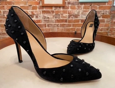 G.I.L.I. Jilee Black Suede Studded Pointed Toe Pumps 7.5 New Gili - Image 1 of 4