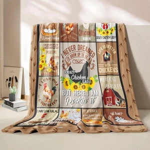 Chicken Blanket - 60"x50" Chicken Lovers Christmas & Birthday Gift Throw Blan... - Picture 1 of 6
