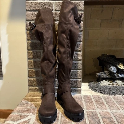 Botas por encima de la rodilla para mujer Marc Fisher LTD ML Ganven marrón oscuro talla 7,5 Foto 1 de 4