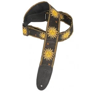 Levys MPJG 2in Jacquard/Leather Backed Sun Guitar Strap, Black - Picture 1 of 3