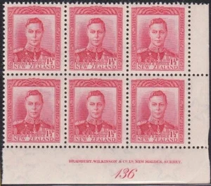 NEW ZEALAND GVI 1½ red plate block #136 MNH................................A6770 - Picture 1 of 1