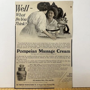 1910 POMPEIAN MASSAGE CREAM Print AD Poster 14.5x9.5” Well What Do You Think? - Picture 1 of 7