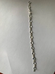 Bracelet 13 cabochon cut Moonstone Sterling Silver 7.5" Handmade weight 4.5g - Picture 1 of 4