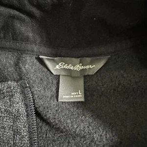 Eddie Bauer Men's L Gray Soft Micro Fleece 1/4 Zip Pullover Jacket Excellent - Picture 1 of 6