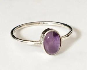 Sterling Silver Amethyst Ring Gemstone Stack Stackable Size 5 6 7 8 9 10 11 12 - Picture 1 of 4