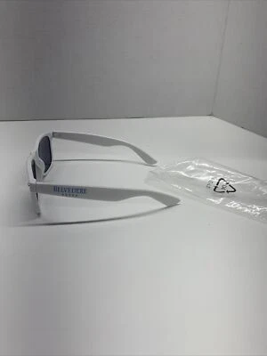 Belvedere Vodka Sunglasses White Plastic Blue Logo Summer Promo Glasses - Image 1 of 4