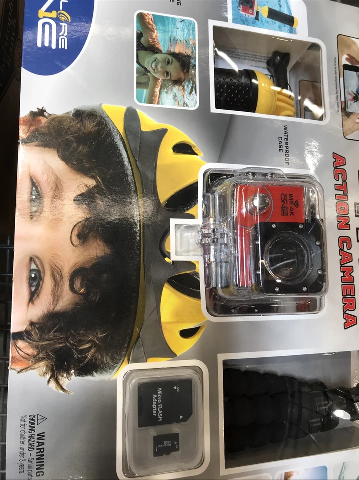 ExploreOne 4K Wi-Fi Action Camera with 32 GB Micro SD Memory Card Tripod Selfie  - Image 1 of 1