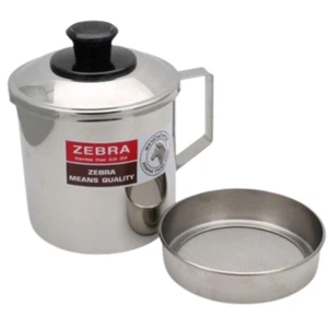 Oil Filter Pot Pouring Mouth Zebra Brand Multi-Purpose Silver Color Stainless - Picture 1 of 11