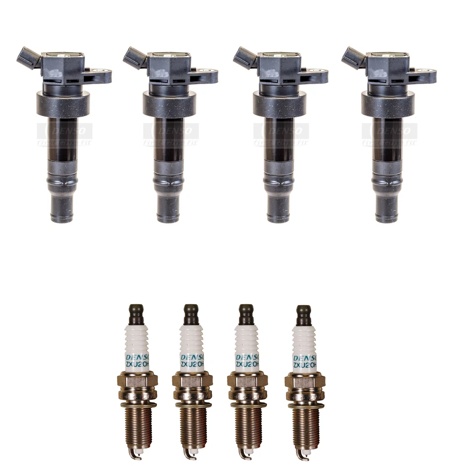 Denso 4 Ignition Coils & 4 Iridium Long Life Spark Plug 0.032 Kit For Hyundai L4 - Image 1 of 1