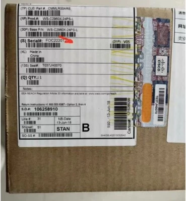 WS-C2960X-24PS-L Cisco Catalyst 2960X Series 24Port PoE 4 SFP Network Switch New - Image 1 of 3