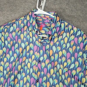 Visconti Black Shirt Mens Medium Blue Pink Orange Geometric Long Sleeve - Picture 1 of 13