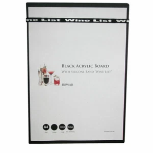 Black Menu board with silicone wine list band different sizes - Picture 1 of 6