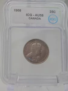 1908 Canada 25 centesimi pezzo - quarto di moneta - grado ICG AU 58 (BT7744) - Foto 1 di 4