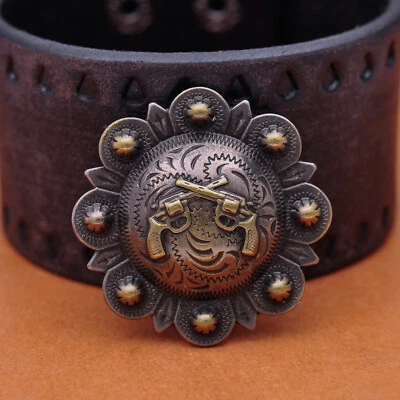 LOT OF 6 CONCHOS ANTIQUE BRASS PICO BERRY WESTERN RODEO LEATHER TACK 1 1/2 " - Image 1 of 4