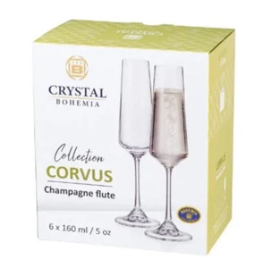Nuevo Juego de 6 Flautas Champagne Cristal Bohemia Colección Corvus República Checa - Imagen 1 de 4