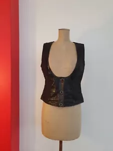 Schunk & Rosenfeld Black Leather Vest Size 36 S-M Moulin Rouge Vintage Style - Picture 1 of 19