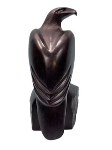 Vintage handgeschnitzt schweres Eisenholz Holz Adler Falke Vogel Skulptur signiert - Bild 1 von 7