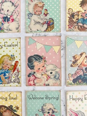 Toppers de tarjetas estilo retro de Pascua vintage, etiquetas de regalo haz tus propias tarjetas