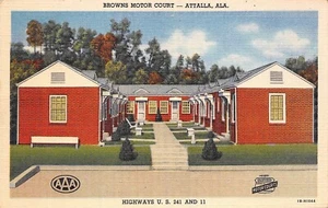 # K057    ATTALLA,  AL.     POSTCARD,  BROWNS MOTOR COURT - Picture 1 of 2