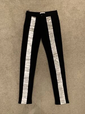 Pantalones Style Stalker para mujer talla 8 x 33 negros metálicos plateados pantalones de pierna cónicos Foto 1 de 4