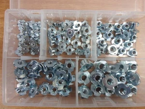 100 No, Assorted Pronged Tee Nuts, M4, M5, M6, M8 & M10, 4 Prongs, BZP. - Picture 1 of 3
