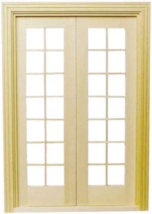 Dolls House Double Hung French Doors Builders DIY Timber Merchants 1:12 Scale - Picture 1 of 8