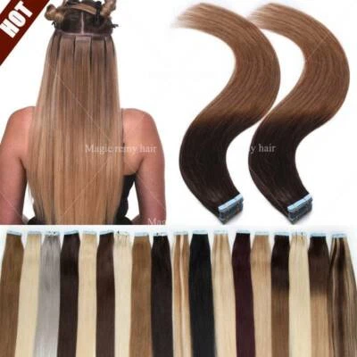 US CLEARANCE Seamless Tape in Remy Human Hair Extensions 20 40 60 PCS Full Head - Image 1 of 4