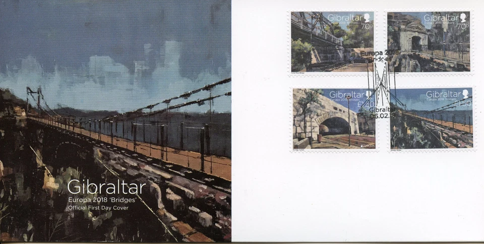 Gibraltar 2018 FDC Bridges Europa 4v Set Cover Bridge Architecture Stamps - Image 1 of 1