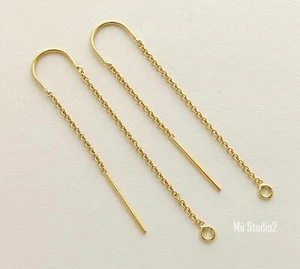 6 piezas Pendientes roscadores de orejas de cadena de cable relleno de oro amarillo 14k con gancho en U E59g - Imagen 1 de 3