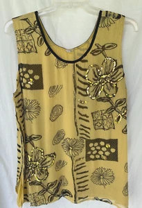 MADE IN INDIA..RAYON..GOLDEN YELLOW..TANK TOP..SEQUIN..NWOT..LARGE - Picture 1 of 3