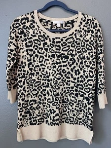 Banana Republic Leopard Print Women's 3/4 Sleeve Knit Sweater Size XS - Picture 1 of 4