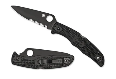 Spyderco Knives Endura 4 Lockback Black FRN Serrated VG10 C10PSBBK Pocket Knife - Image 1 of 4