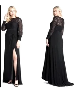 Mac Duggal Kleid mit Spitzenverzierung/Jersey, Gr. 14W, neu, schwarz - Bild 1 von 8