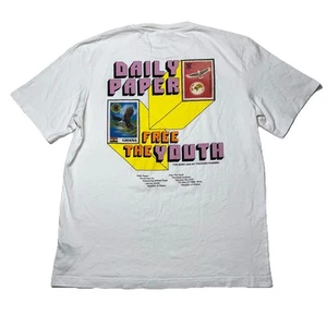 Camiseta Daily Paper X Free The Youth Ghana Talla Mediana Camiseta Blanca Ropa de Calle - Imagen 1 de 6