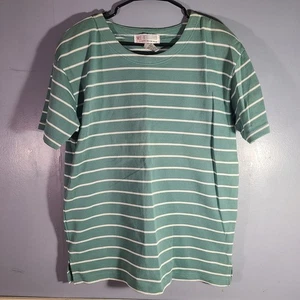 Milano Design Group Shirt Women's Sz 8 Short Sleeve Striped Ribbed Texture - Picture 1 of 8