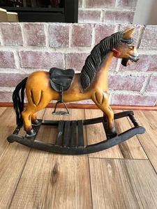 Antique Vtg Custom Made Wooden Rocking Horse (16 1/2” LX 13 1/2” tall) - Picture 1 of 1