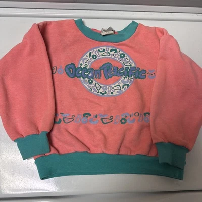 Moletom Vintage Ocean Pacific Rosa Anos 80 Anos 90 Streetwear Feito Nos EUA Juventude G - Imagem 1 de 4